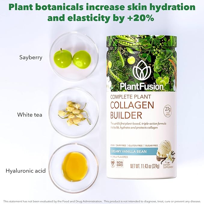 PlantFusion Vegan Collagen Powder - Plant Based Collagen Protein Powder For Muscle & Joints, Hair, Skin & Nails - Keto, Gluten Free, Soy Free, Non-Dairy, No Sugar, Non-GMO - Chocolate 11.43 oz