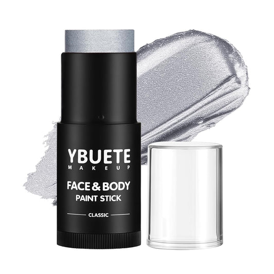 Silver Face Body Painting Stick, Professional Silver Full-coverage Cream Face Paint for Halloween SFX Cosplay Makeup, Washable Eye Body Stick for Adult Costume Party