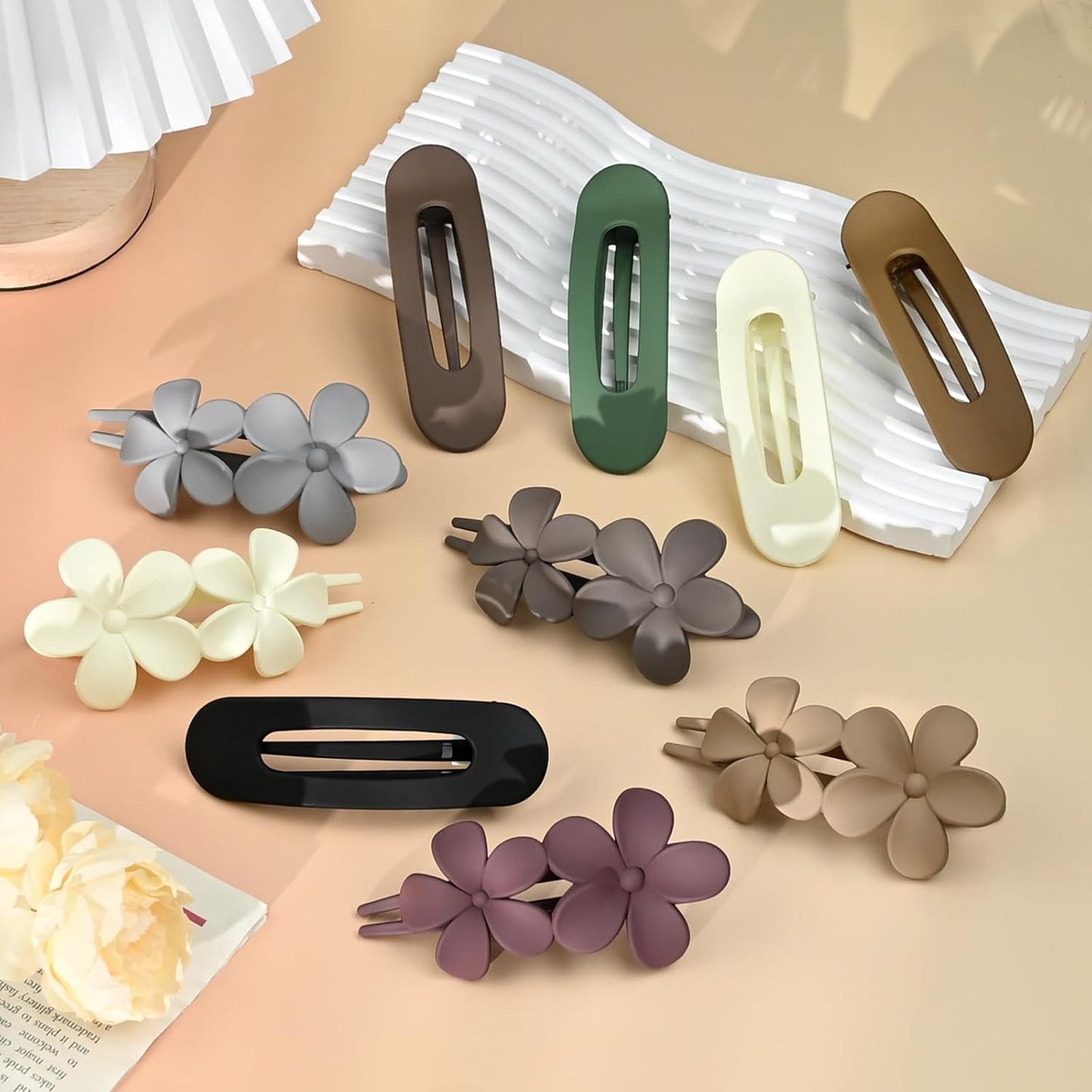 10 Pcs Flat Hair Clips, Lay Flat Claw Clips for Women Thick Thin Curly Straight Fine Hair, Matte Non-slip Big Hairclips for Daily Use Decotations, Strong Hold & Comfortable All Day, L 4.3In