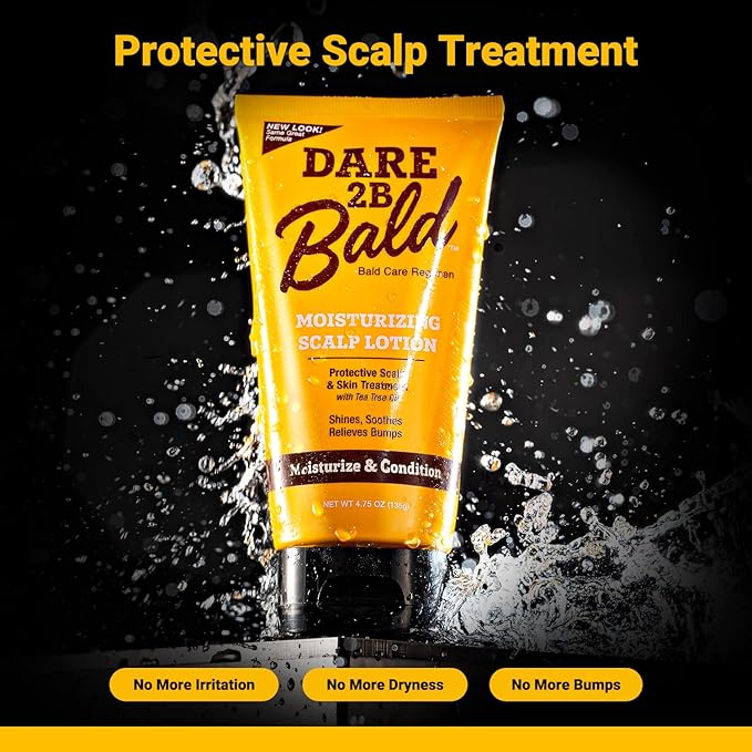 Dare 2B Bald Moisturizing Scalp Lotion | Bald Head Care Regime | Condition, Protect, and Treat the Scalp Against Flaking | Bald Head Moisturizer for Men- 4.75 OZ