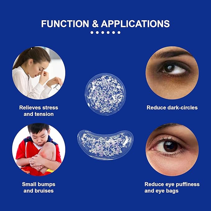 Gel Ice Pack Reusable Cooling Pads and Under Eye Patches, Hot & Cold Eye Treatment Pack for Redness and Pain Relief