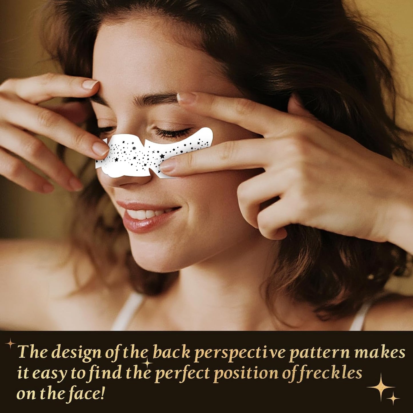 24pcs Glitter Freckles Makeup Patches-Gold-Face Speckle, Sparkle Speckles Patches for Women, Cute Golden Fake Freckles, Glitter Freckle Face Tattoo, Accessories for Musical Festival