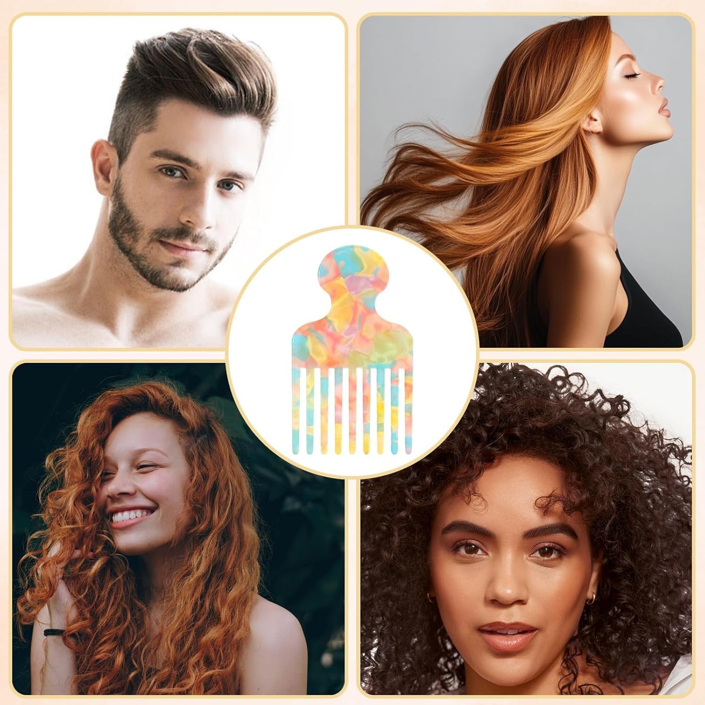 Hair Pick Comb, 4.7 Inch Curly Hair Comb for Curls Afro, Long Wide Smooth Sturdy Detangling Lift Combs Styling Tools for Women Men Barber Supplies