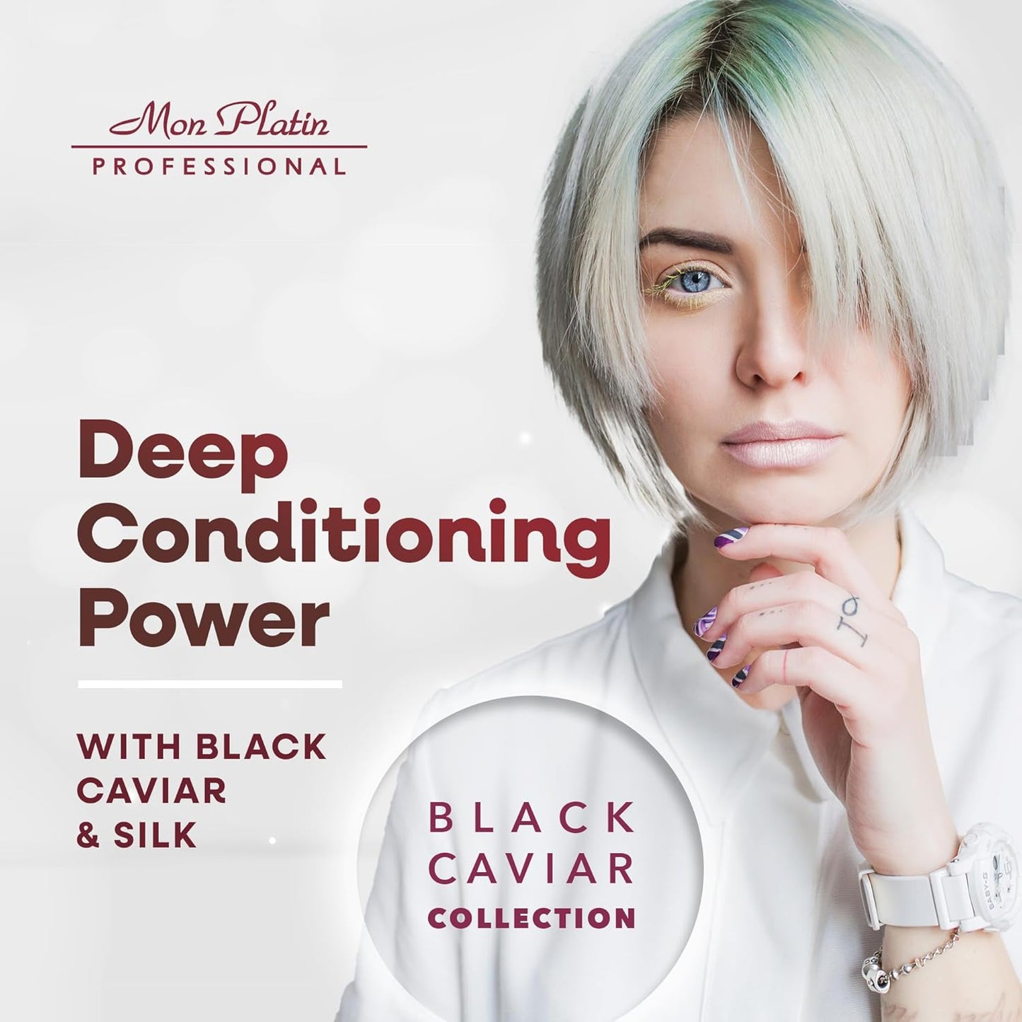 Mon Platin Black Caviar & Silk Protein Hair Mask, Total Repair Shampoo & Serum Bundle – Deep Conditioning, Color-Safe Care for Dry, Damaged Hair with Intense Moisture & Shine Protection