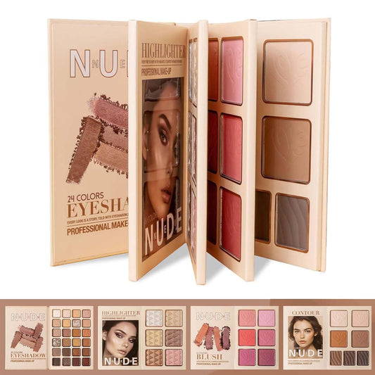 Makeup Palette,Eyeshadow & Highlighter & Blush & Contouring,4-Layer Book-Style Foldable Makeup Palette Set,Matte Glitter Metallic Shimmer, Highly Pigmented Long Lasting Make Up Pallet(43 Colors)