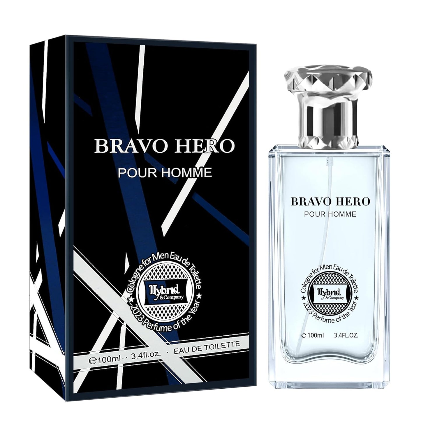 Hybrid & Company Bravo Hero Pour Homme Eau De Toilette Natural Spray Vaporisateur,3.4FL.OZ