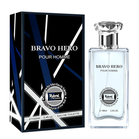 Hybrid & Company Bravo Hero Pour Homme Eau De Toilette Natural Spray Vaporisateur,3.4FL.OZ