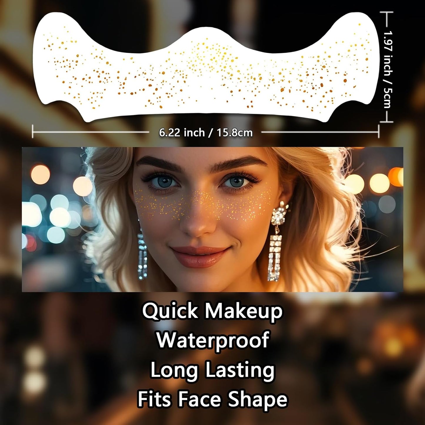 24 Sheets Gold and Silver Face Glitter Freckles Face Tattoo, Sparkle Speckles Patches Waterproof Temporary Tattoo, Glitter Fake Freckles Face Makeup Patches For Women Girls Festival Party Face Decor