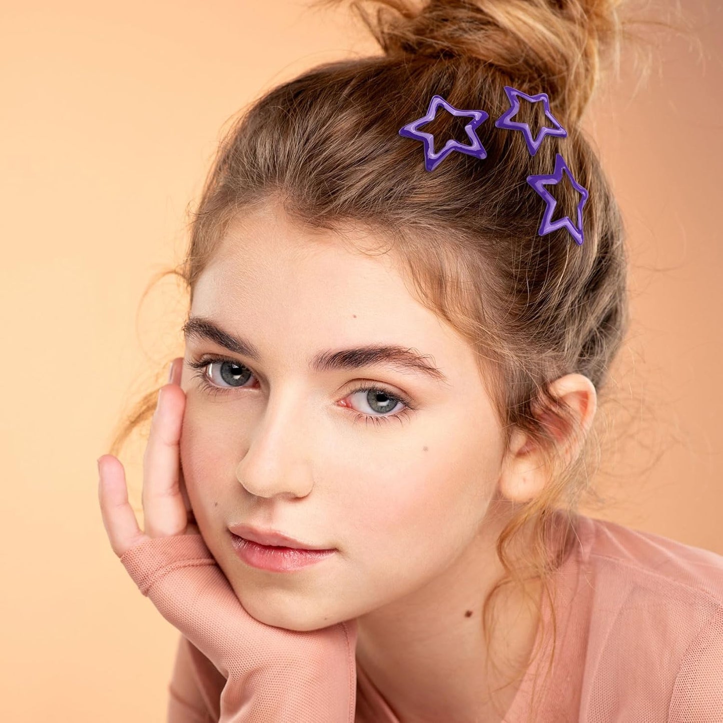 Joez Wonderful 20 Pcs Star Hair Clips, 1.18"/3cm Metal Snap Hair Clips, Cute Star Clips Hair Barrettes, Non-Slip Fashion Hair Accessories for Women (Purple)