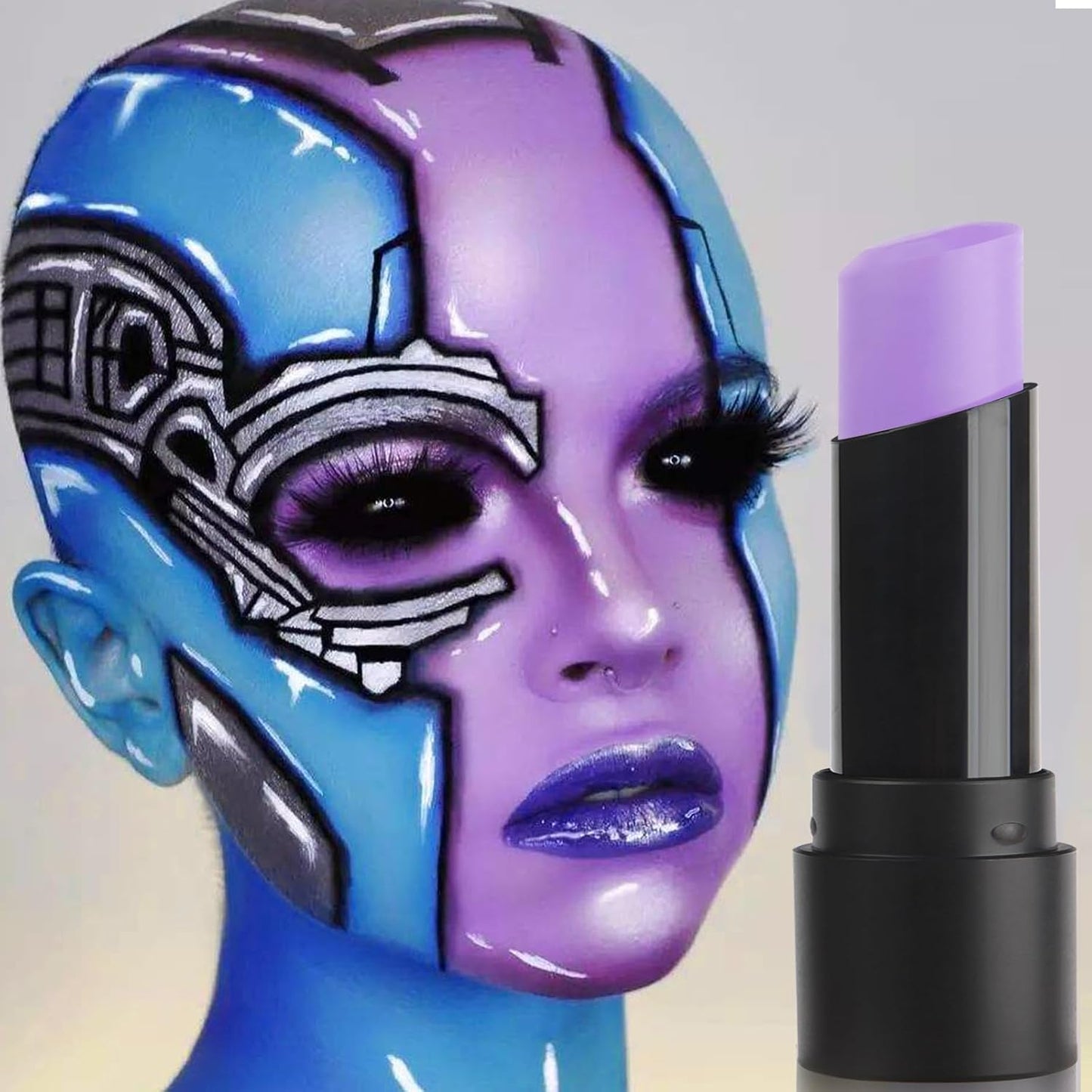 MEICOLY Light Purple Face Body Paint Stick for Halloween SFX Ursula Cosplay Makeup,Lavender Violet Lilac Pale Purple Face Paint,Waterproof Eye Black Stick for Baseball Softball Football Lacrosse