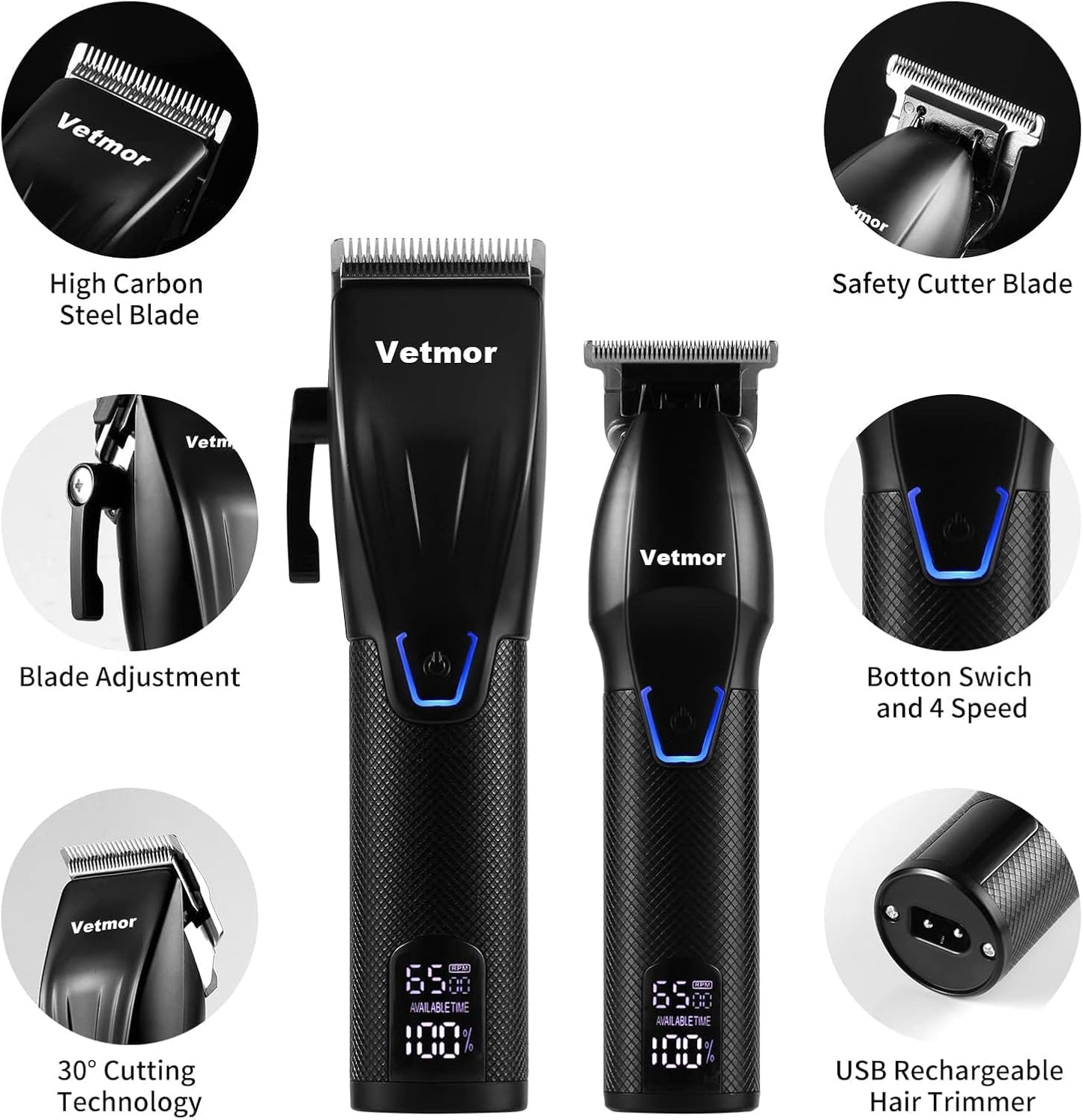 Professional Hair Clipper Set for Men, Complete Haircut Kit