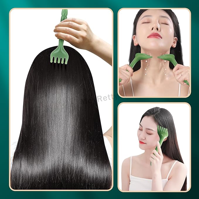 MoyRetty 2-Pack Head Massager, Scalp Massage Comb, Finger Whisk for Relaxation, Pink (Green)