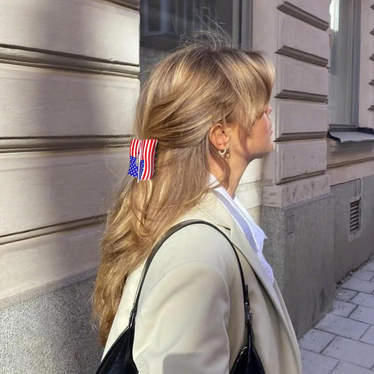 3 Pcs 4th of July Hair Clips for Women, Patriotic Hair Claws, Red White Blue Hair Claw Clips with American Flag Design, Summer Hair Accessories, Independence Day Large Hair Claws for Thick Hair