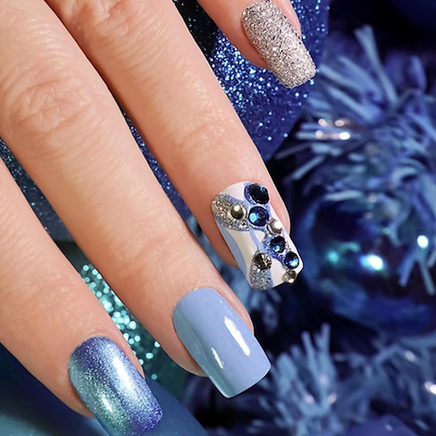 Self Adhesive Face Gems and Pearls for Makeup, Festival Jewels, Hair Gems, Rhinestone Stickers for Face, Eye, Makeup, Nail, Body, Crafts 3/4/5/6 mm 975Pcs (16.gem_darkblue)