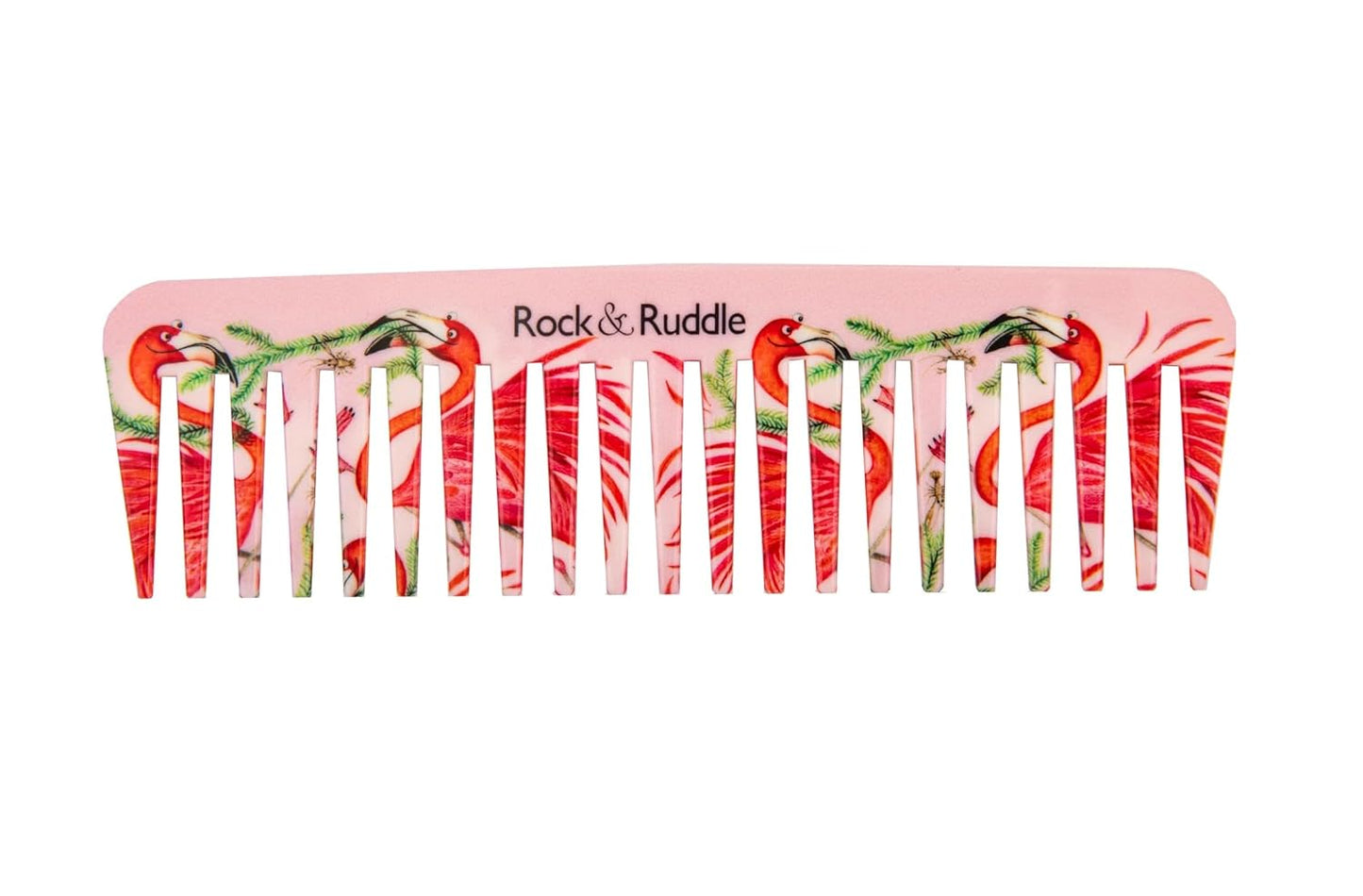 Rock & Ruddle Wide Tooth Comb | Perfect for Detangling Wet Hair and Applying Hair Color - Flamingos