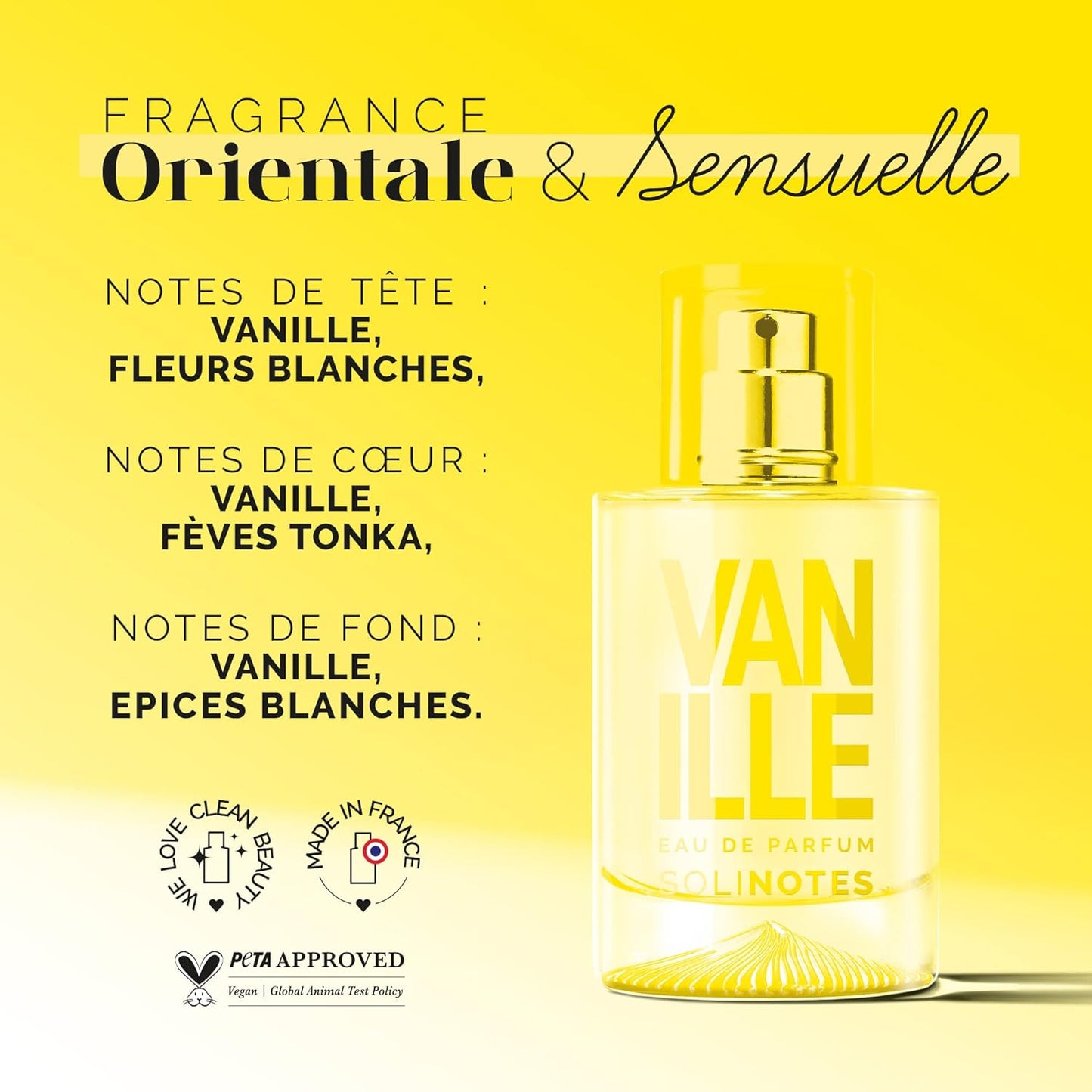 Solinotes Vanilla Perfume for Women & Men, 1.7 Fl Oz/ 50 ML Eau De Parfum, Delicate Floral and Soothing Scent with Premium Ingredients - Clean Perfume, Cruelty Free, Vegan, Made in France