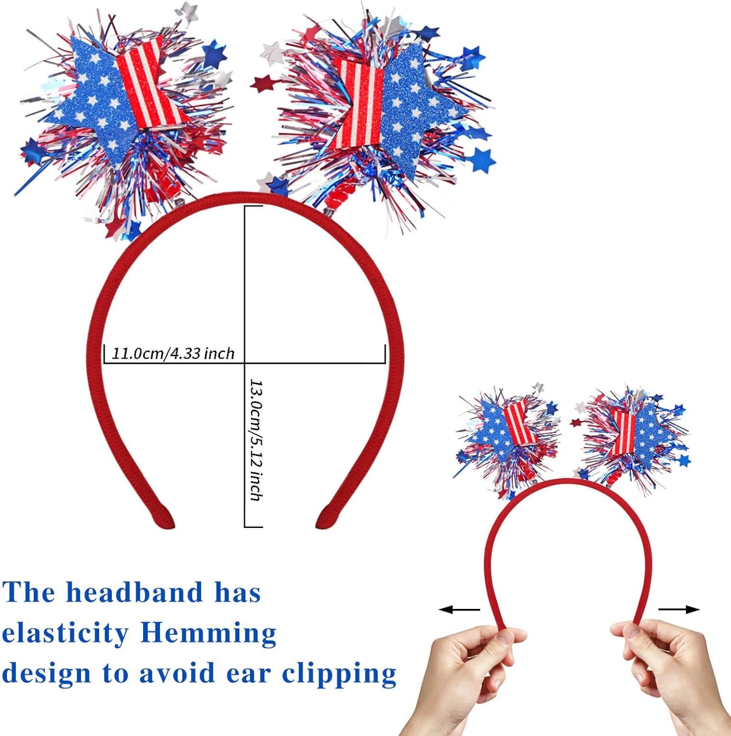 Red White Blue Patriotic Face Glitter & USA Star Headband Set,4th of July Hair Glitter Accessories,Blue Body Glitter Makeup,Fourth of July Outfits for Women Girls Kids