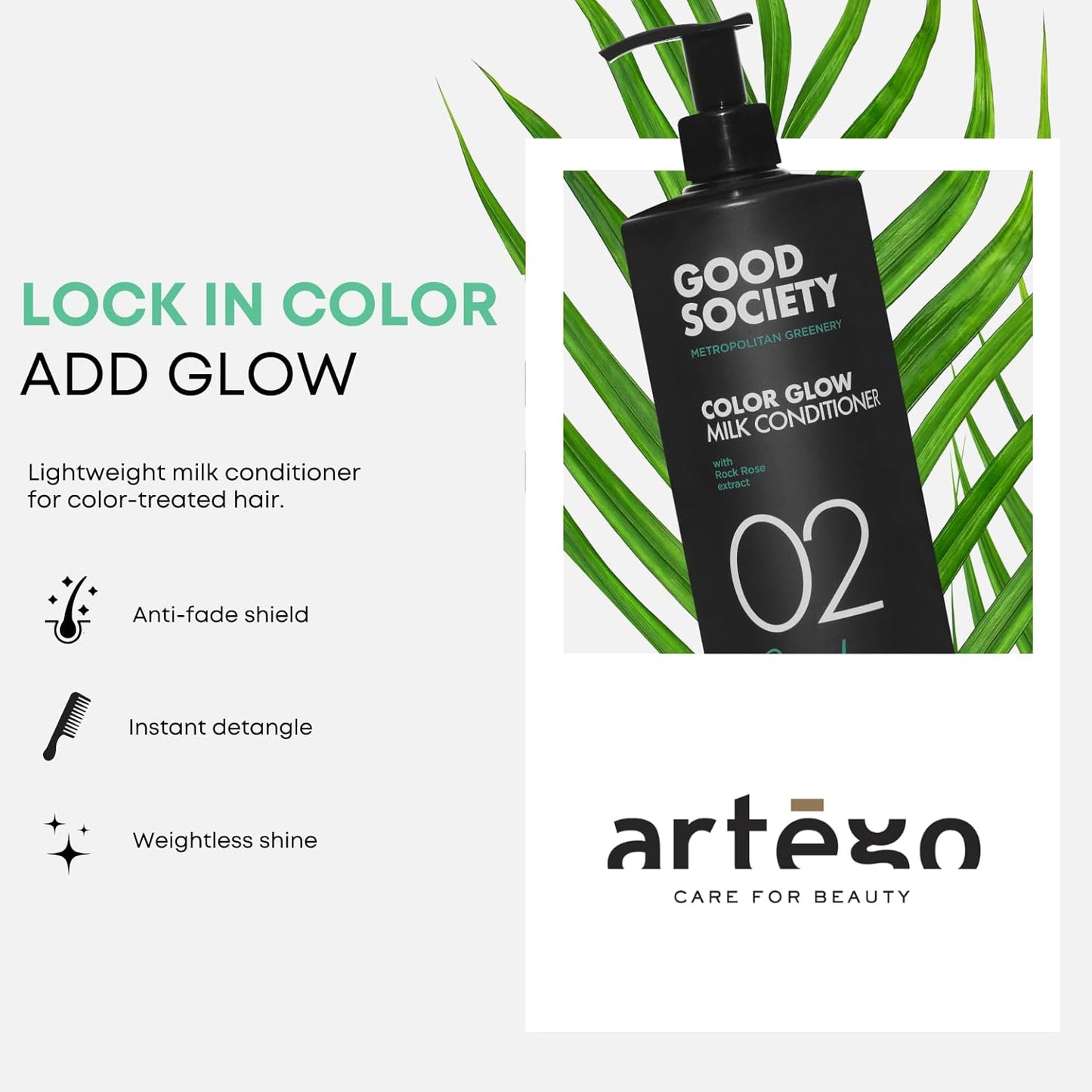 Artègo Good Society Color Glow Milk Conditioner (33.8 fl oz) – Lightweight Detangling Conditioner for Color-Treated Hair