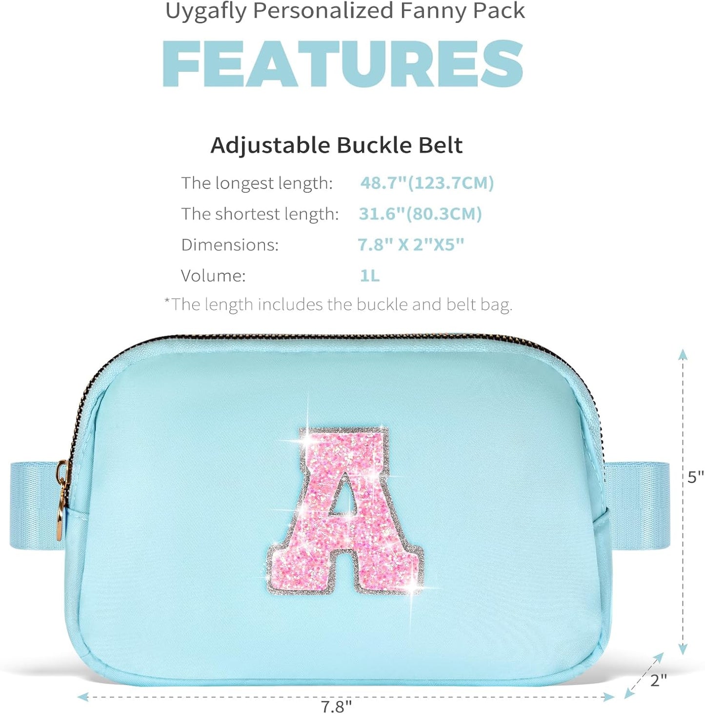 Fanny Pack Belt Bag Crossbody Bags with Initials Letter Patch Trendy Stuff for Teens Cute Stuff Birthday Gifts for Teenager Girls | A,Blue Bag