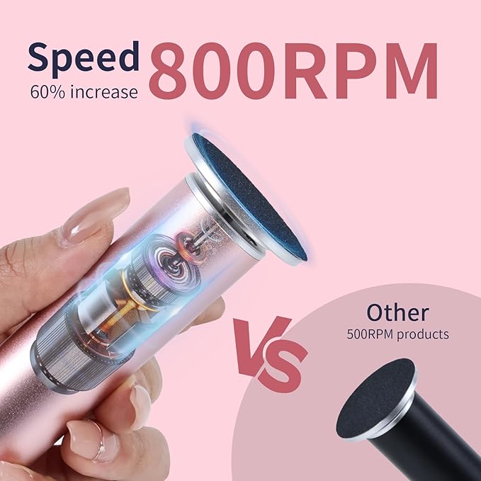 4.8IN Longer Electric Foot Callus Remover with 120pcs Sandpaper Discs, Professional Aluminum Callus Remover for Feet, Stepless Speed Control Pedicure Tools for Dead Skin