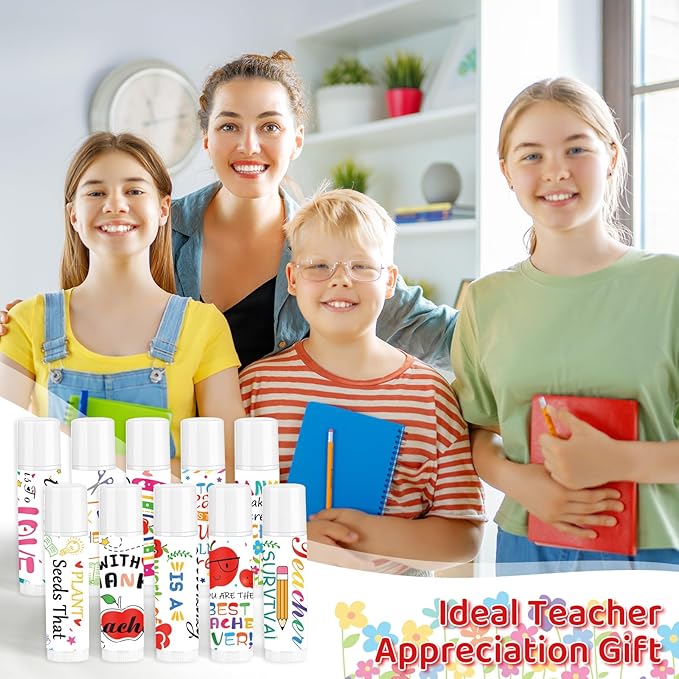 50 Pack Teacher Appreciation Lip Balm Bulk,Thank You Lip Care, Moisturizing and Nourishing Lip Balm for Teacher Appreciation Gifts Supplies