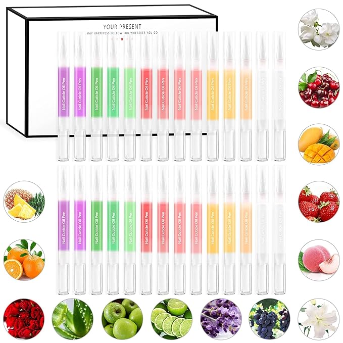 Nail Cuticle Oil Pen 28Pcs Nail Care Oil Pen Nail Nourishment Polish With Vitamins Moisturized Gel Repair For Gel Nails Care