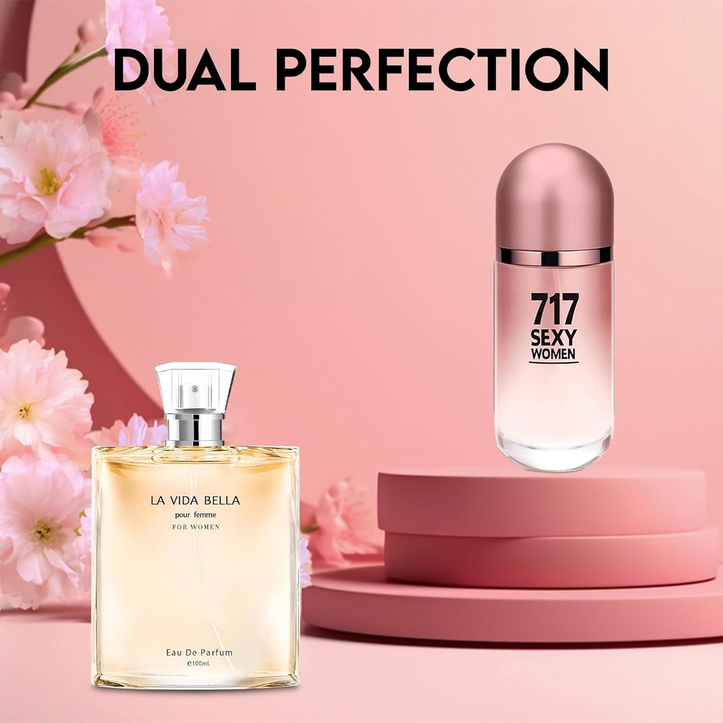 Women Perfume 2PCS Combo La Vida Bella/717 Sexy Eau De Parfum Long Lasting Fragrance 3.4 Fl Oz Spray Each for Daily Used