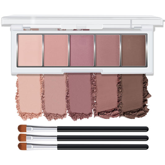 KYDA 5 Colors Matte Rose Brown Eyeshadow Palette, Neutral Nude Eyeshadow, All Matte Eyes Makeup Palette, High Pigment Pressed Powder Eye Makeup Gift for Women, Lasting Blendable Daily Eye Shadow, ROSY