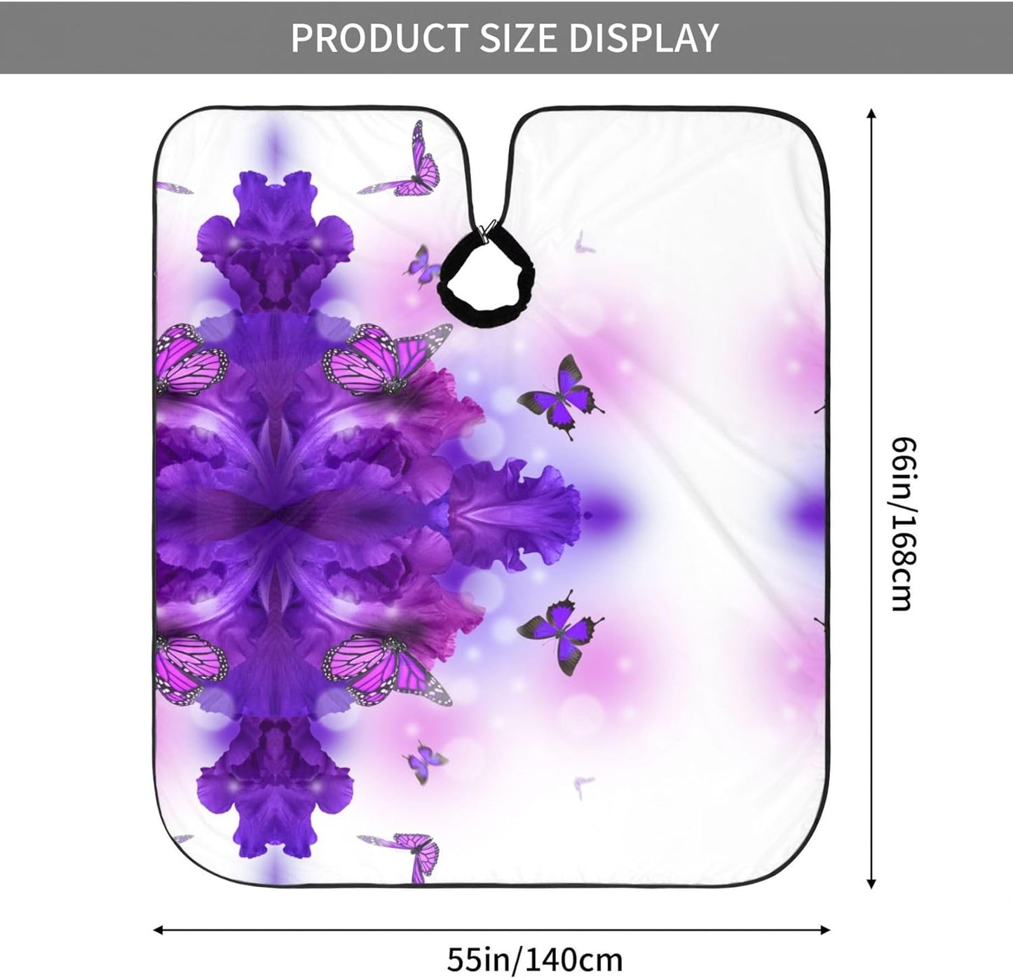 Professional Salon Cape Butterfly Purple Flowers Dyeing Salon Apron Lightweight Hair Styling Cape Haircut Gown Haircut Tools, 55x66 Inch