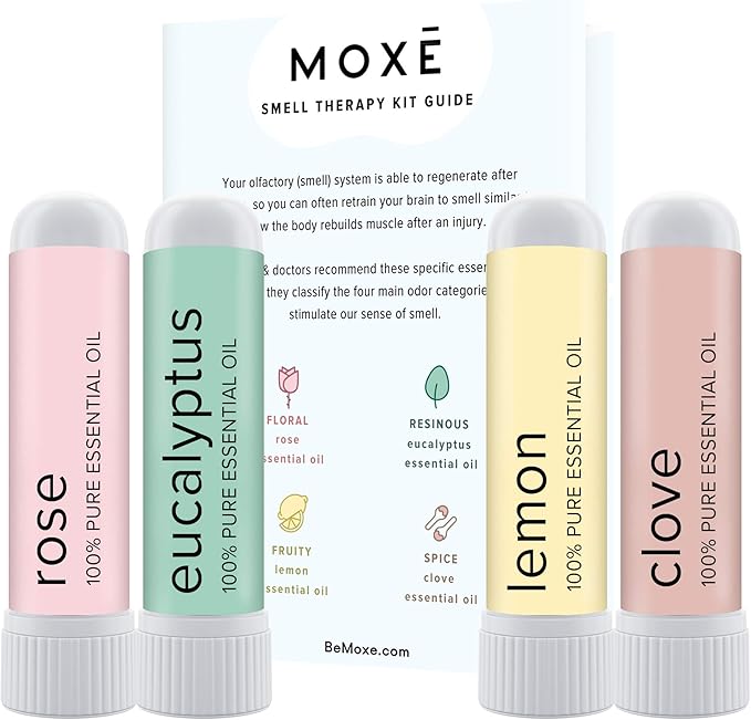MOXĒ Smell Training Kit, Made in USA, 4 Essential Oils, Olfactory Regeneration, Helps Restore Sense of Smell, Natural Therapy for Smell Loss (Phase 1)