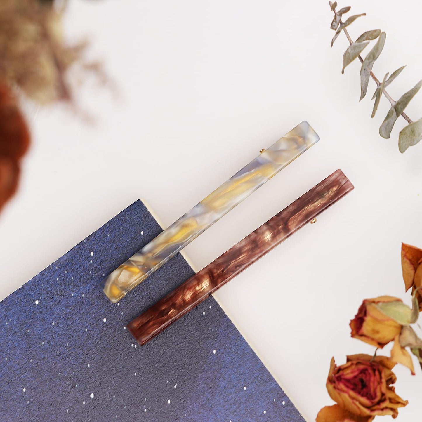 Cobahom 6 Pcs Duckbill Hair Clips Acrylic Resin Hair Clip Metal Duck Teeth Hair Pins Chic Tortoise Shell Hair Barrettes for Thick Hair (3 Coffee Color + 3 Yellow)