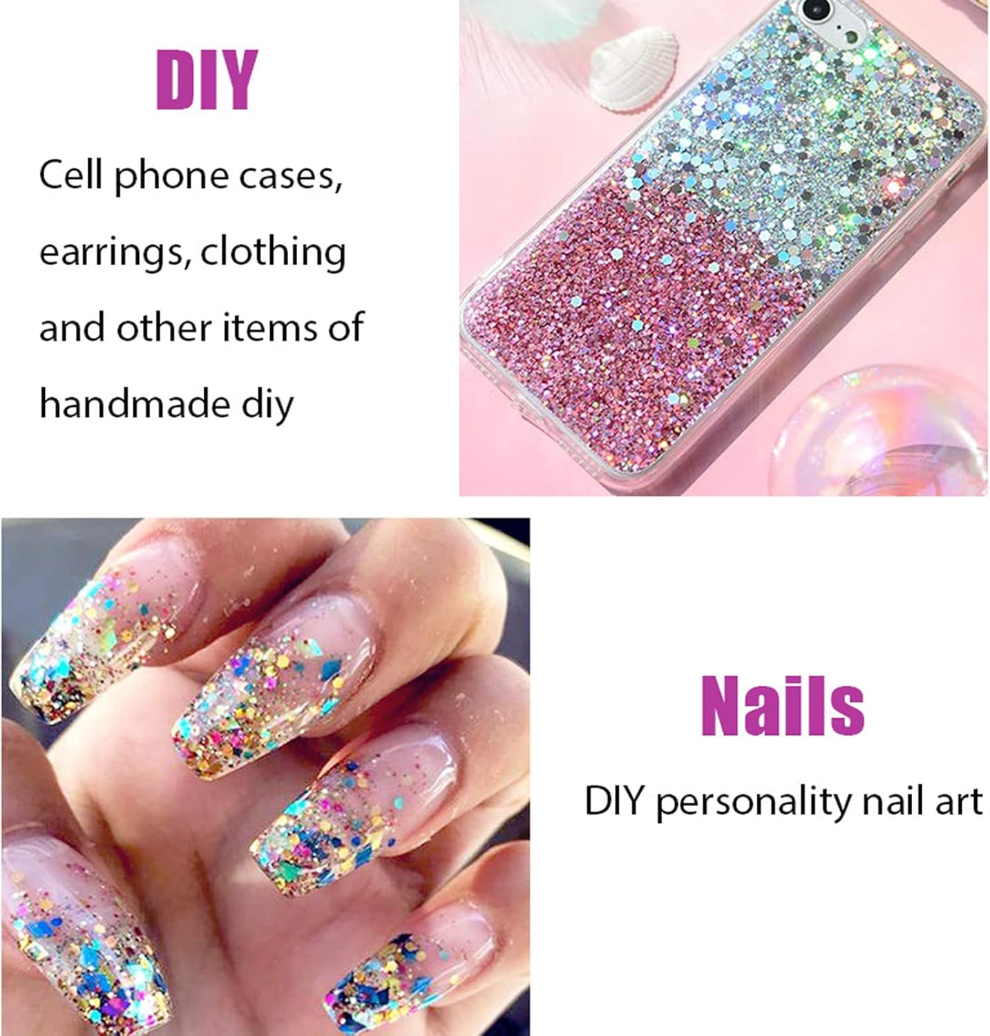 Silver Body Face Glitter Gel, Liquid Holographic Chunky Glitter Singer Concerts Music Festival Rave Accessories, Mermaid Lip Eye Nails Hair Body Glitter Makeup,50g