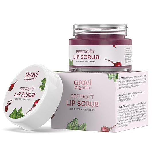 Beetroot Lip Scrub with Shea Butter & Cocoa Butter – For Dark, Chapped & Pigmented Lips – Suitable for Men and Women - 0.5 FL Oz / 15gm