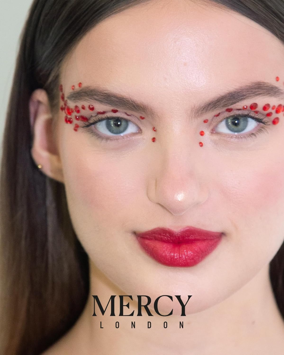 MERCY LONDON Face Gems in Red, 866 Self Adhesive Makeup Face Gem Stickers, 4 Sheets, Reusable Eye Gems, DIY Face Gems