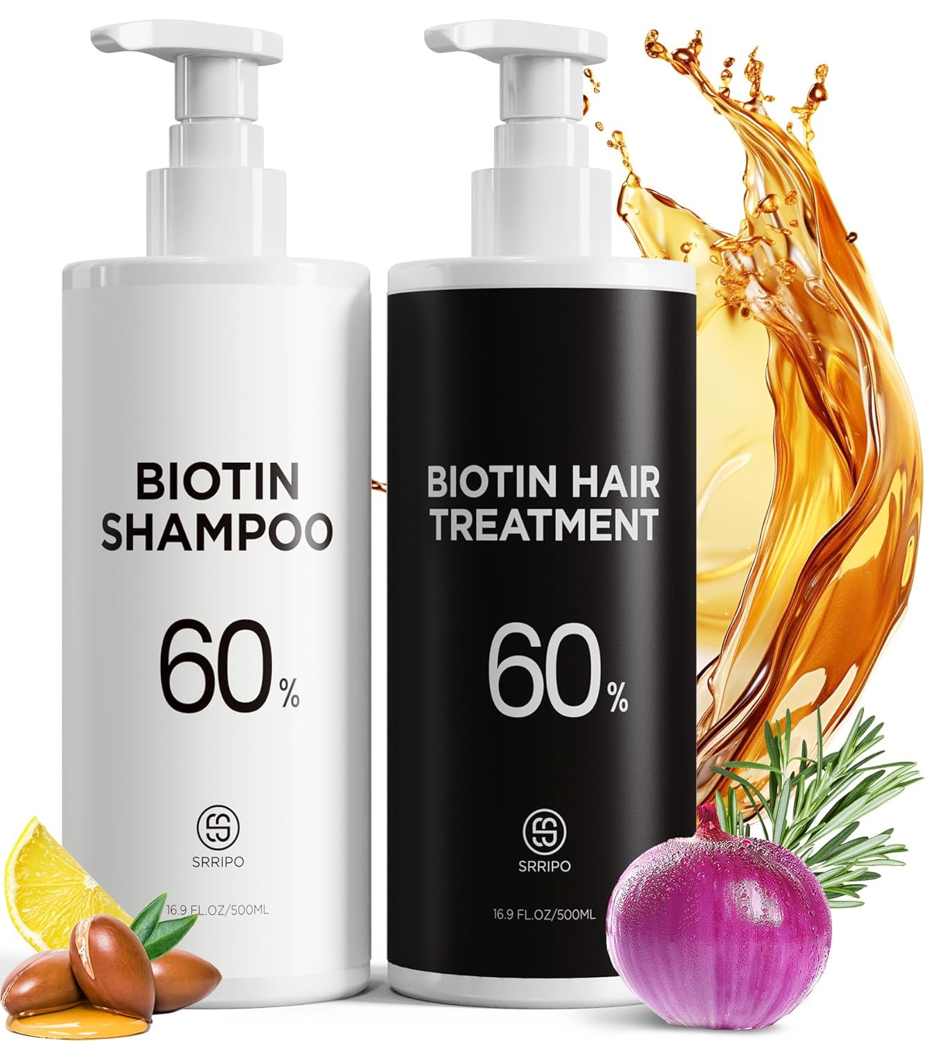 Dual Essence Hair Growth Shampoo and Conditioner Set with Biotin&Tripeptide, 3X Moisturizing Biotin Shampoo for Softer Shiner Hair, Anti-Loss Dandruff Routine Rosemary Shampoo for Men Women, 2x16.9oz