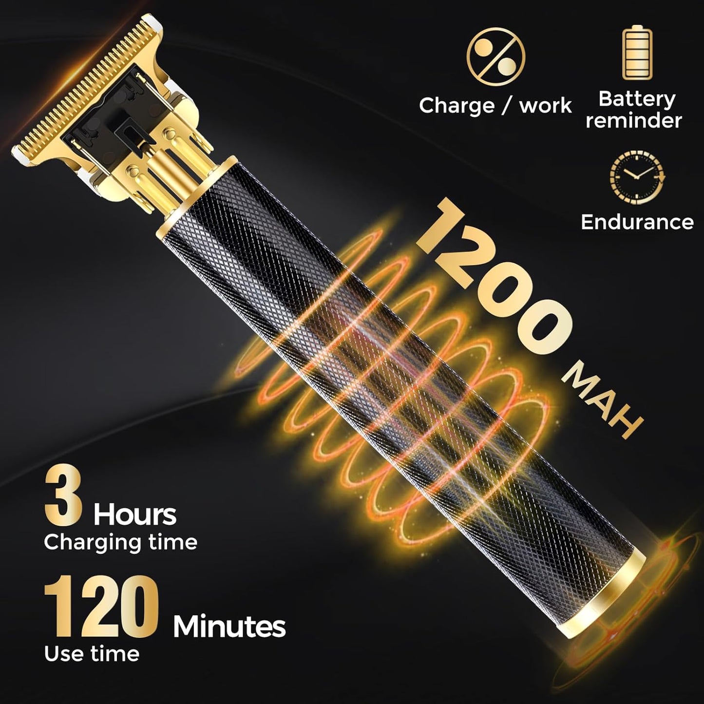 candyfouse Professional Beard Trimmer for Men, Hair Clippers with 4 Limit Combs, Cordless Rechargeable with LCD Display, Approaching Zero Gapped Cutting Grooming Kit