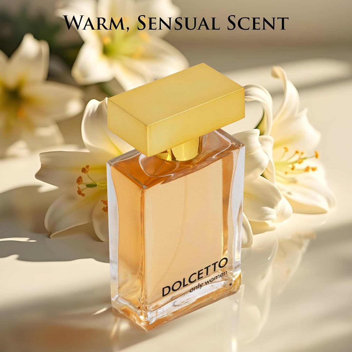 Dollceto Only for Women Eau De Parfum - Floral Fruity Fragrance - Top Notes of Bergamot, Citrus Mandarin, Lychee & Sweet Peach - Base of Vanilla, Haitian Vetiver, Warm Amber - Elegant 100ml Bottle
