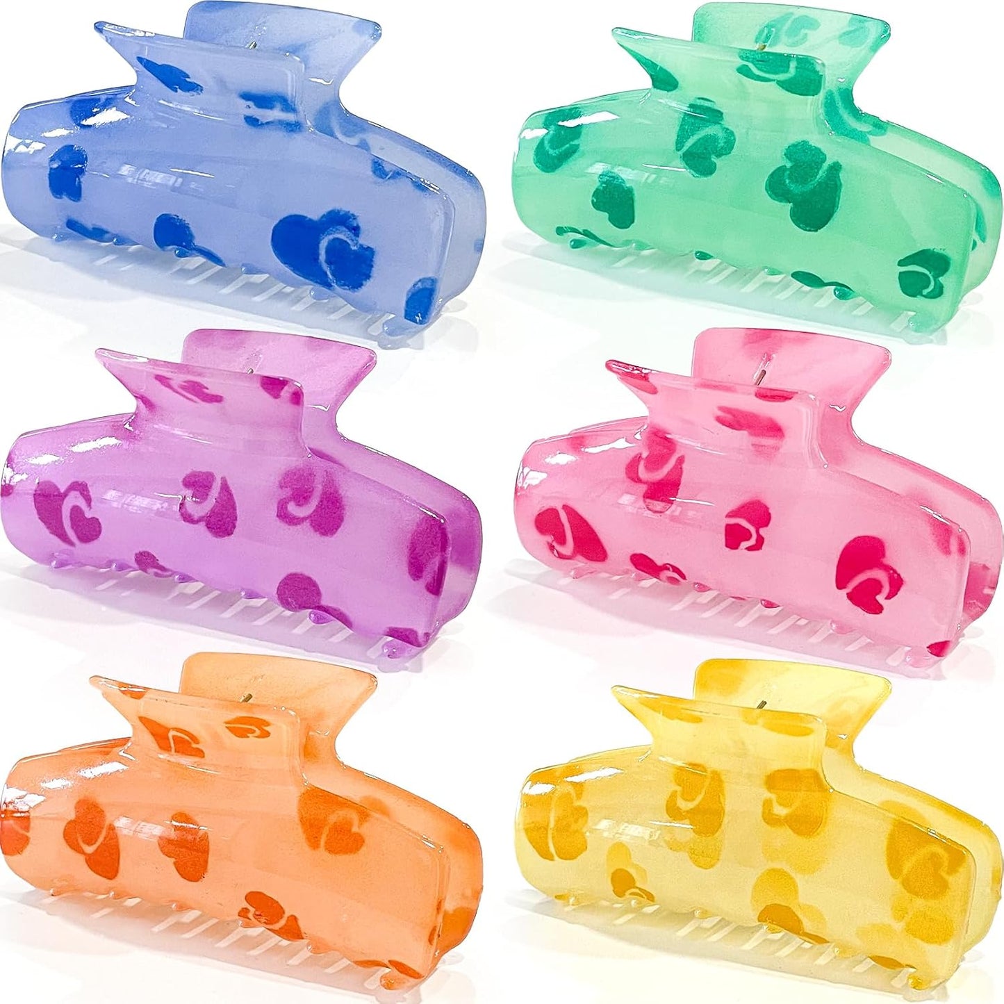 6PCS Hair Claw Clips for Women,Strong Hold Medium Claw Clips for Thick and Thin Hair,Nonslip Hair Accessories for Girls,Summer Beach Vacation Essentials (vivid)