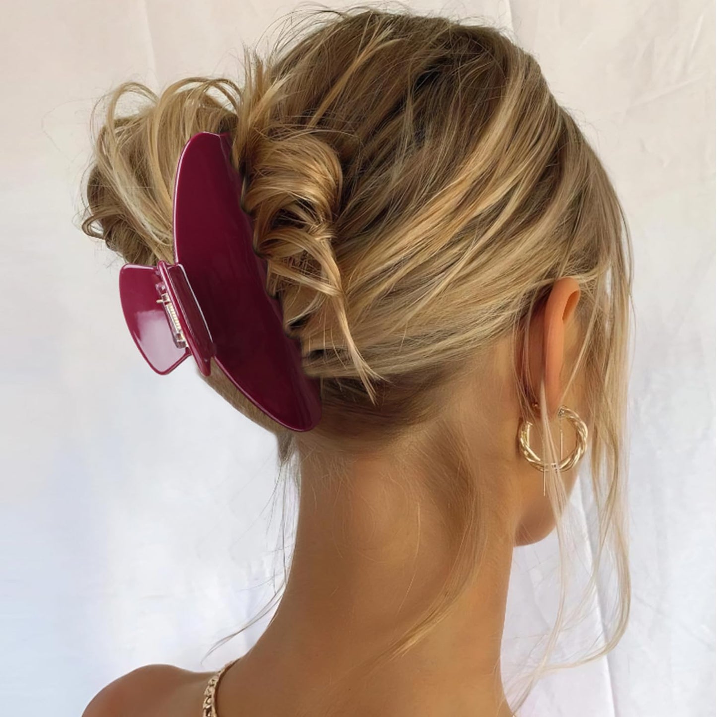 MAORULU Cute Claw Clip for Women – 4'' Large Acetate Hair Clips for Thick Thin Curly Long Hair, Durable Hair Clamps Non-slip Y2K Jaw Clip, Strong Hold, Stylish French Design (Wine Red)