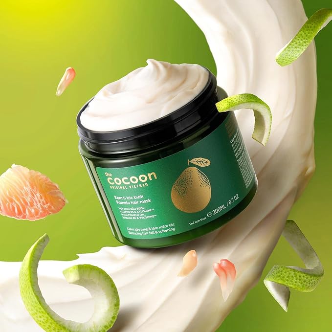 Cocoon Pomelo Essential Oil Hair Mask with Xylishine & Amino Acid | Sulfate Free Vegan Treatment to Soften, Reduce Loss & Volumize Hair Growth | for Thinning, Damaged & Breakage Hair 6.76 fl oz