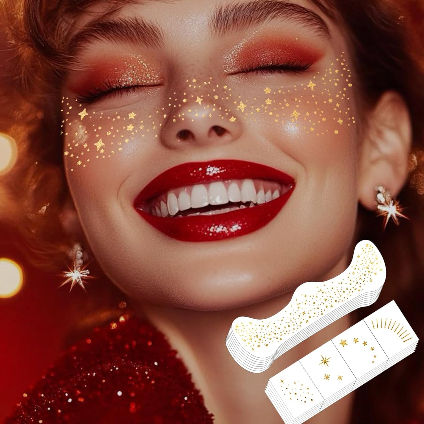 Glitter Freckles, 32 Pcs Sparkle Glitter Freckles Face Tattoo for Women Girls Gold Temporary Face Tattoos Concert Festival Rave