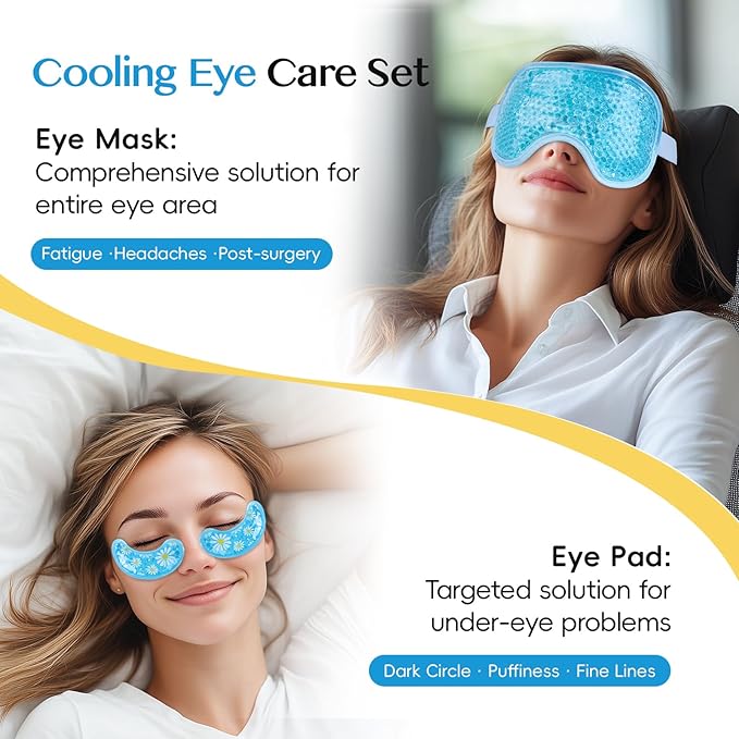 NEWGO Bundle of Cooling Eye Mask Gel and Cold Eye Mask for Puffy Eyes