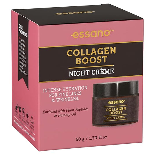 Essano Collagen Night Cream, Rejuvenating & Hydrating Skin Care, Helps Support Appearance of Wrinkles & Fine Lines, Intensive Overnight Collagen Face Cream For All Skin Types, Cruelty Free, 1.76 fl oz