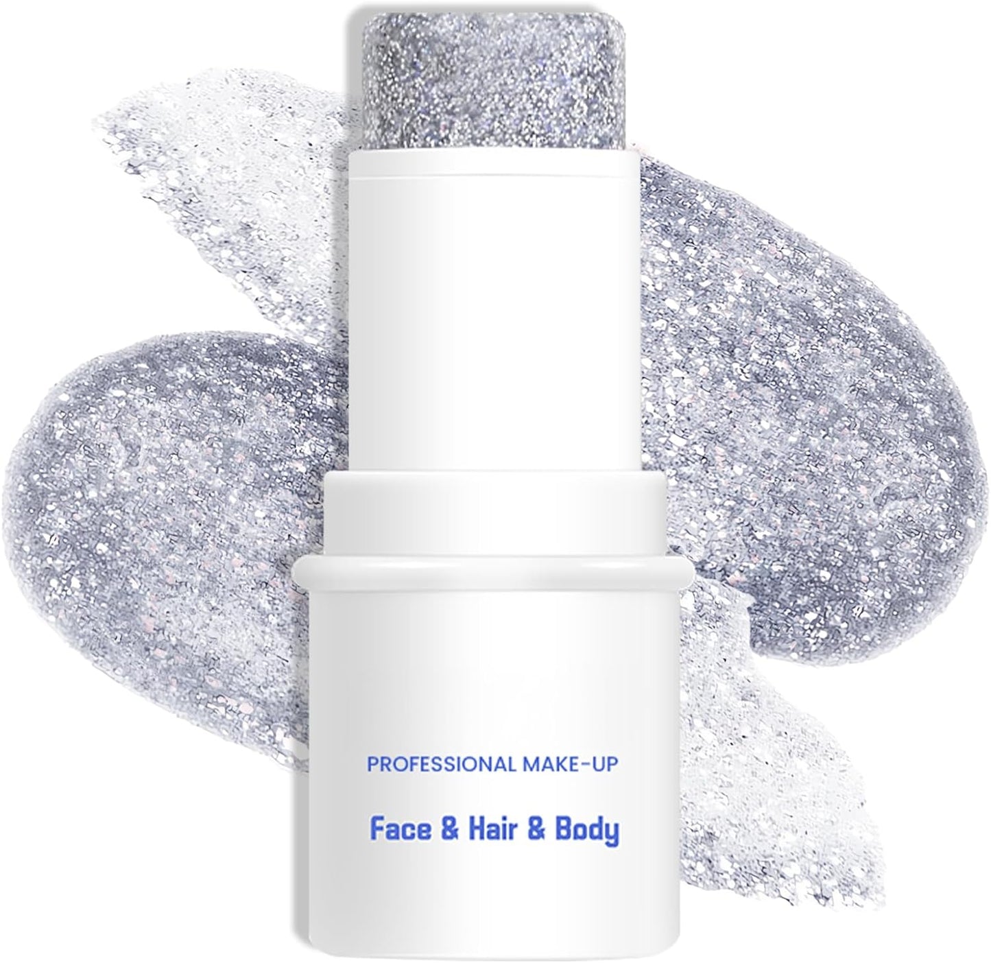 Silver Body & Face Glitter Makeup Stick, Multiuse Waterproof Glitter Gel for Face Body Hair Eye Lip, Holographic Sequins Paint Stick, Mermaid Accessories Makeup