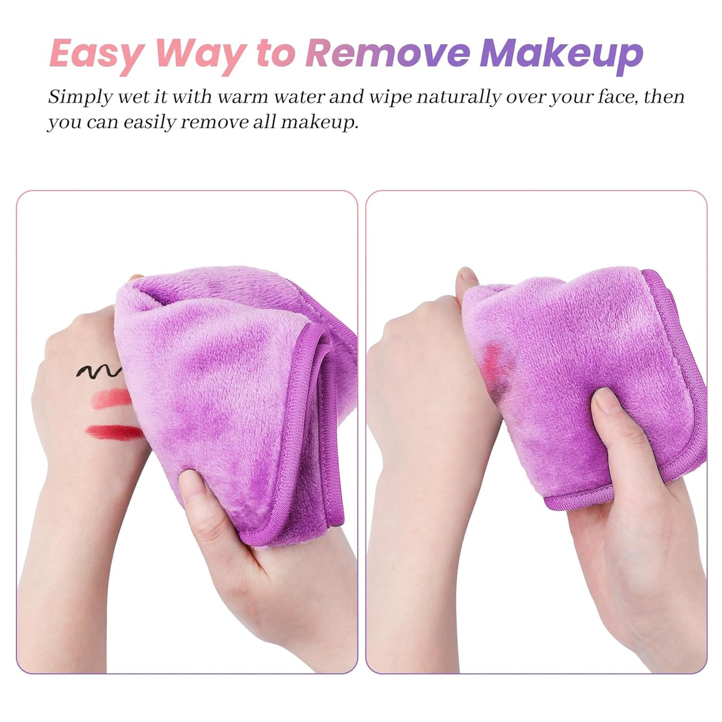 8 Pack Makeup Remover Cloth,13x7 Inch Reusable Makeup Remover Towels, Ultra Soft Microfiber Face Cloth Reusable Facial Washcloths, 4 Colors