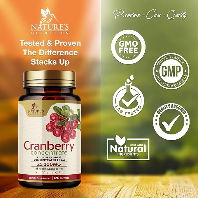 Cranberry Concentrate Extract Supplement for Women 25,200mg Formula 120 Softgels