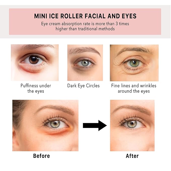 AYTANA Mini Cooling Face and Ice Roller Set with Pouch - Soothing Rollers for Puffy Eyes and Facial Massage | Pink Facial Tools for Skin Care | Relaxing Ice Rollers (Blush)