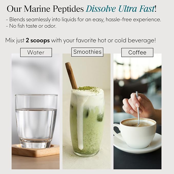 ENSANTE Premium Marine Collagen Peptides Powder Unflavored, Type I II III IV Clinically Backed Wild-Caught Fish Collagen with Organic Camu Camu Vitamin C for Hair Skin Nails Joint, Lab Tested Easy Mix