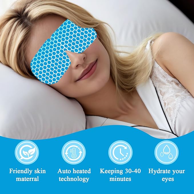 20 Packs Unscented Self Heating Warm Steam Eye Masks for Dry Eyes, Eye Fatigue Relief & Puffy Eyes, Moist Heating Compress Pads for Sleeping, Spa Relaxation, Disposable Eye Mask,Gifts for Women