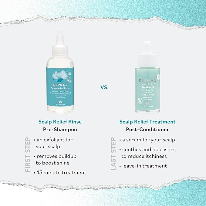 DERMA-E Scalp Exfoliating Rinse, Clarifying Rescue for Scalp Relief, Color-Safe pH Balance and Dandruff, 4 fl oz